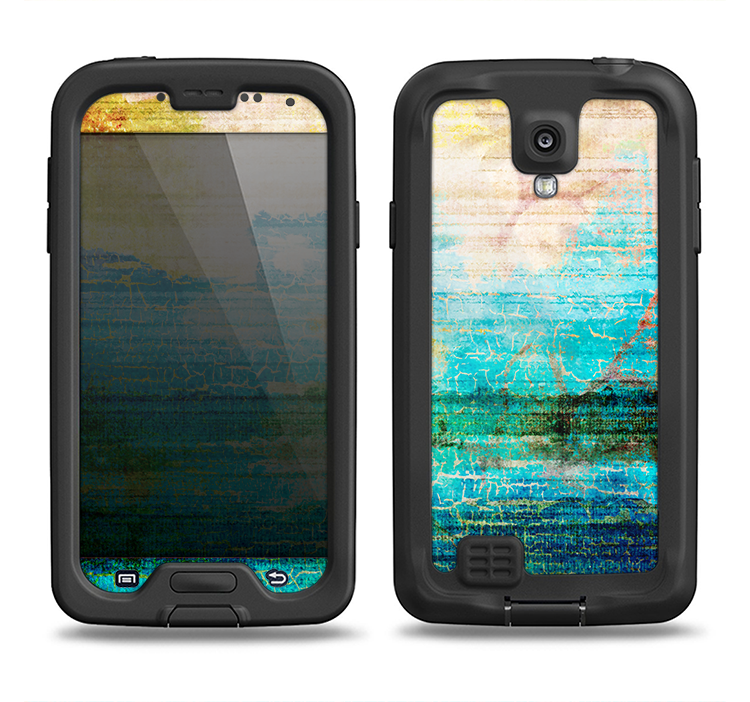 The Faded and Cracked Green Paint Samsung Galaxy S4 LifeProof Nuud Case Skin Set
