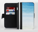 The Fading Light Blue Streaks Ink-Fuzed Leather Folding Wallet Credit-Card Case for the Apple iPhone 6/6s, 6/6s Plus, 5/5s and 5c
