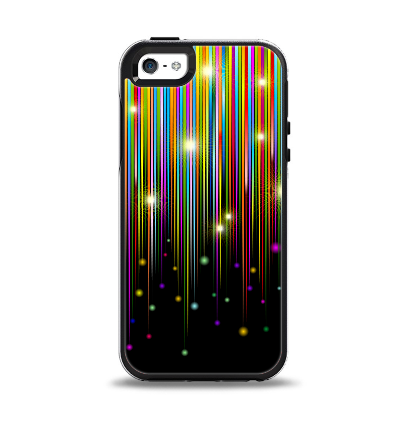 The Falling Neon Color Strips Apple iPhone 5-5s Otterbox Symmetry Case Skin Set