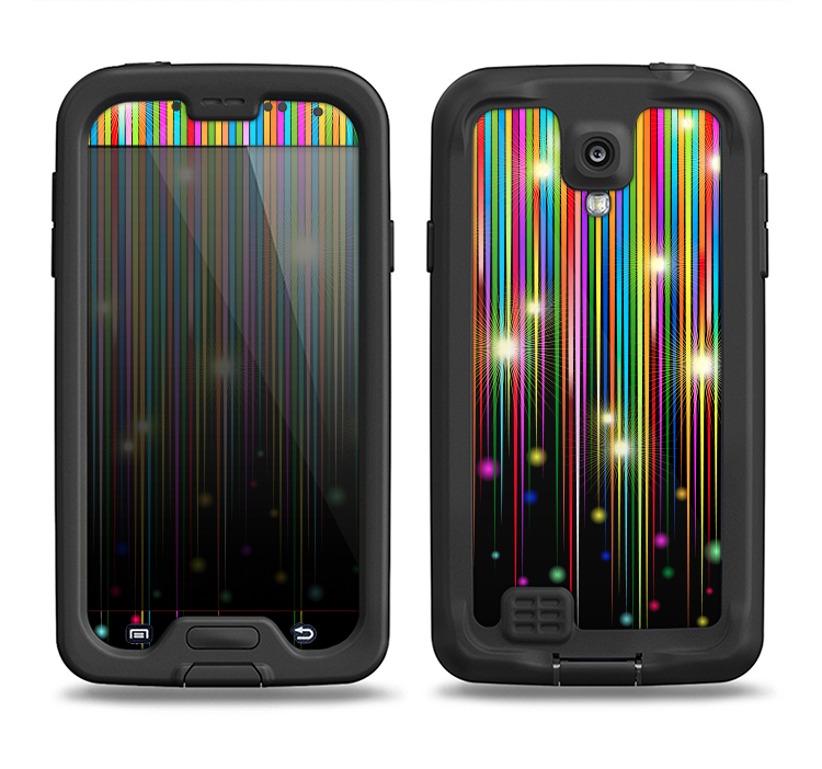 The Falling Neon Color Strips Samsung Galaxy S4 LifeProof Nuud Case Skin Set