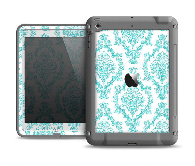 The Fancy Laced Turquiose & White Pattern Apple iPad Air LifeProof Fre Case Skin Set