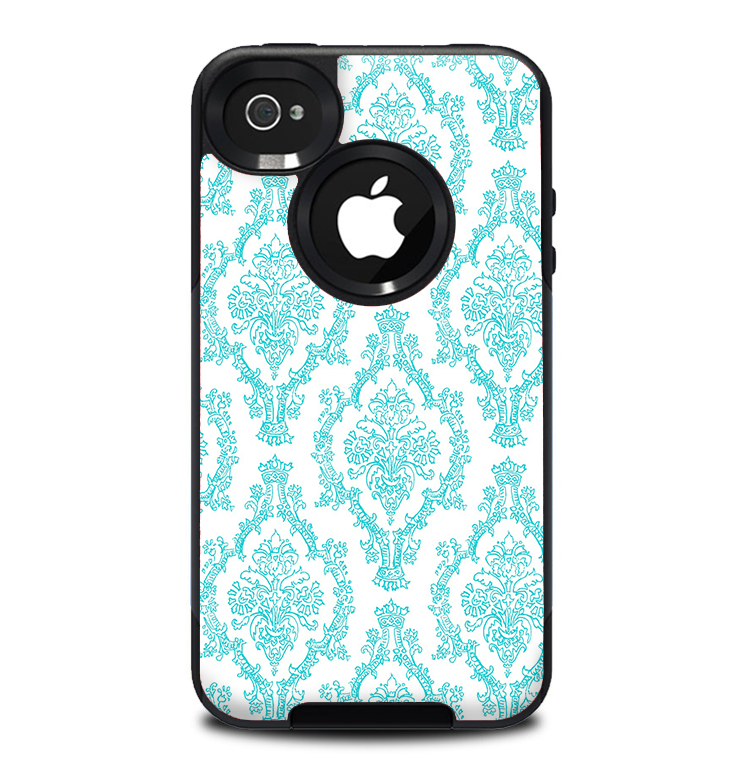 The Fancy Laced Turquiose & White Pattern Skin for the iPhone 4-4s OtterBox Commuter Case