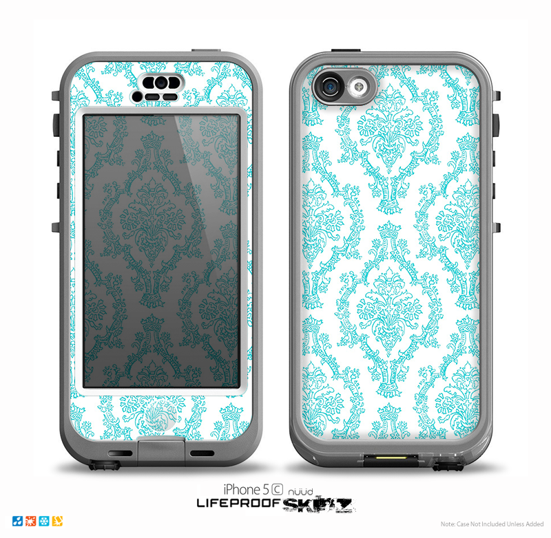 The Fancy Laced Turquiose & White Pattern Skin for the iPhone 5c nüüd LifeProof Case