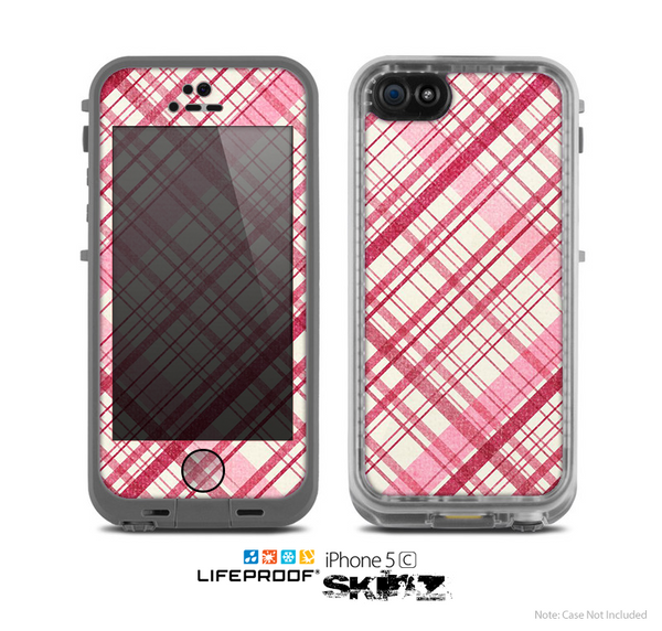 The Fancy Pink Vintage Plaid Skin for the Apple iPhone 5c LifeProof Case