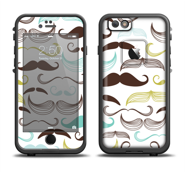 The Fashion Mustache Variety On White Apple iPhone 6 LifeProof Fre Case Skin Set