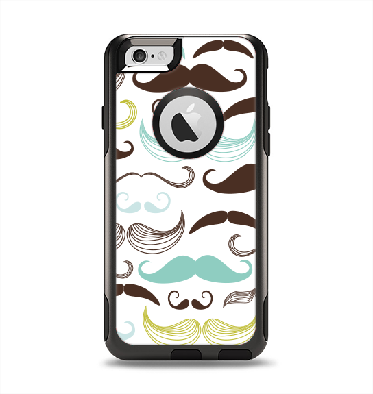 The Fashion Mustache Variety On White Apple iPhone 6 Otterbox Commuter Case Skin Set