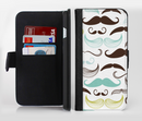 The Fashion Mustache Variety On White Ink-Fuzed Leather Folding Wallet Credit-Card Case for the Apple iPhone 6/6s, 6/6s Plus, 5/5s and 5c
