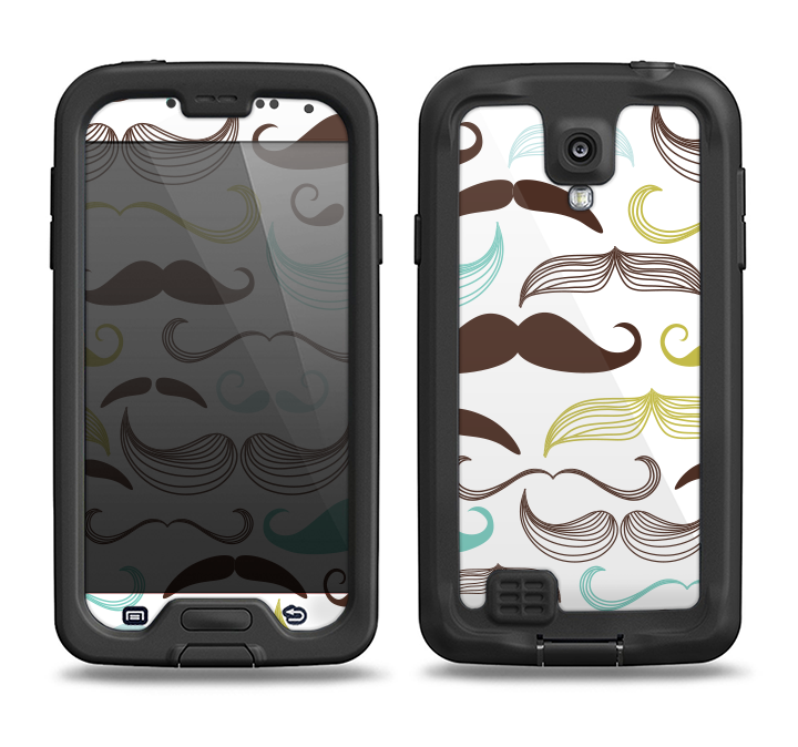 The Fashion Mustache Variety On White Samsung Galaxy S4 LifeProof Fre Case Skin Set