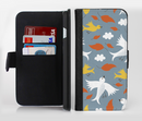 The Flying Vector Birds Pattern Ink-Fuzed Leather Folding Wallet Credit-Card Case for the Apple iPhone 6/6s, 6/6s Plus, 5/5s and 5c