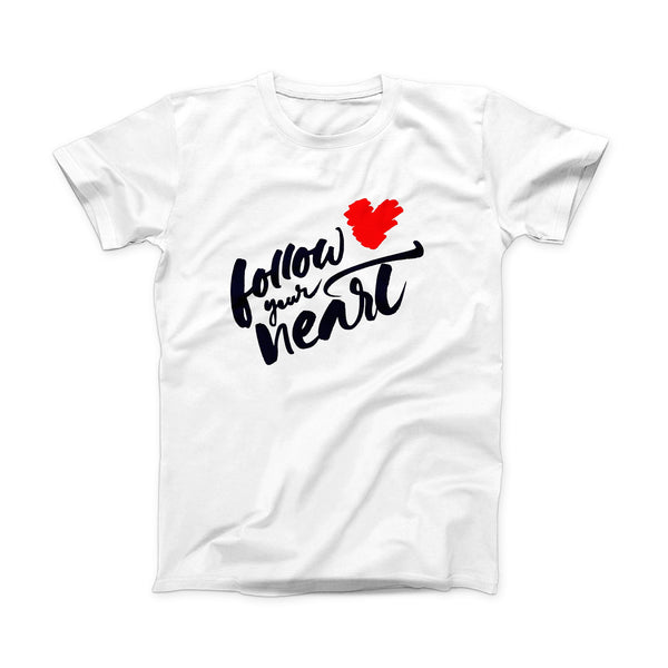 The Follow Your Heart ink-Fuzed Front Spot Graphic Unisex Soft-Fitted Tee Shirt