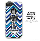 What Does The Fox Say Navy Blue Chevron Skin For The iPhone 4-4s or 5-5s Otterbox Commuter Case