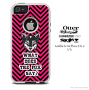 What Does The Fox Say Pink and Black Chevron Skin For The iPhone 4-4s or 5-5s Otterbox Commuter Case