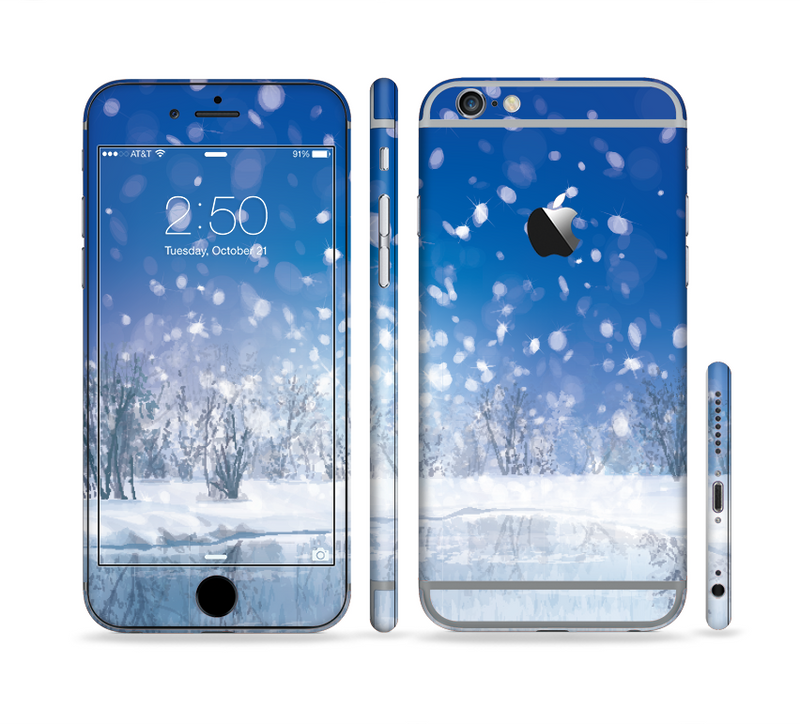 The Frozen Snowfall Pond Sectioned Skin Series for the Apple iPhone 6s