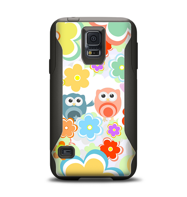 The Fun-Colored Cartoon Owls Samsung Galaxy S5 Otterbox Commuter Case Skin Set