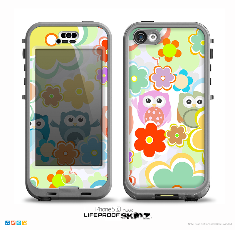 The Fun-Colored Cartoon Owls Skin for the iPhone 5c nüüd LifeProof Case