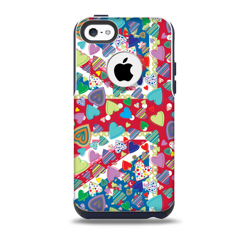 The Fun-Colored Pattern Hearts Skin for the iPhone 5c OtterBox Commuter Case
