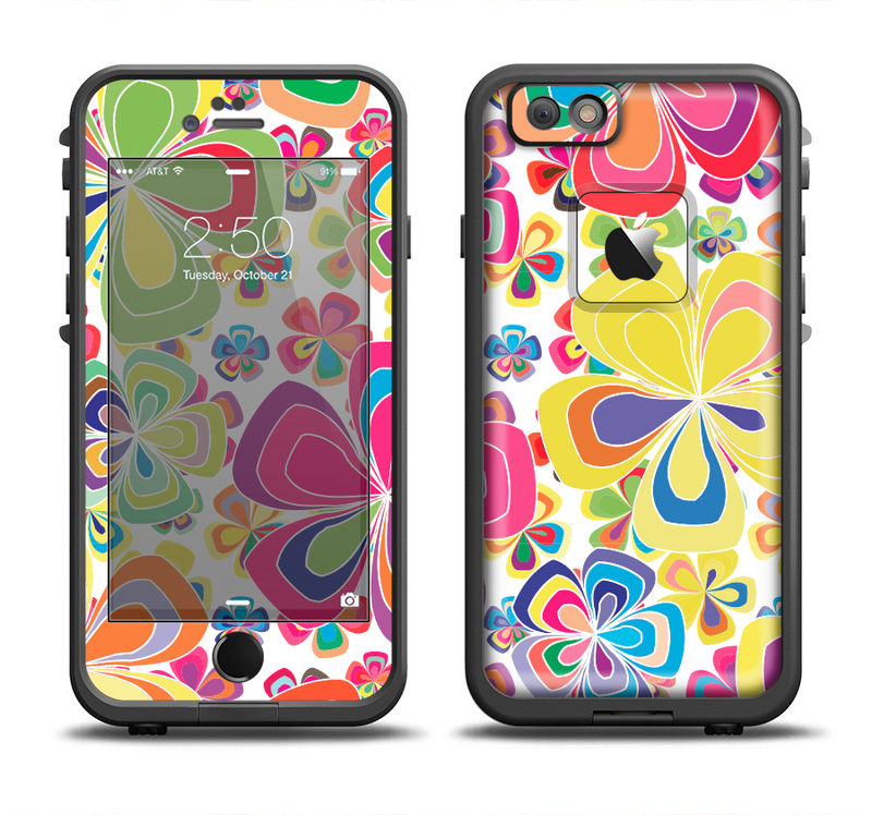 The Fun Colored Vector Flower Petals Apple iPhone 6/6s Plus LifeProof Fre Case Skin Set
