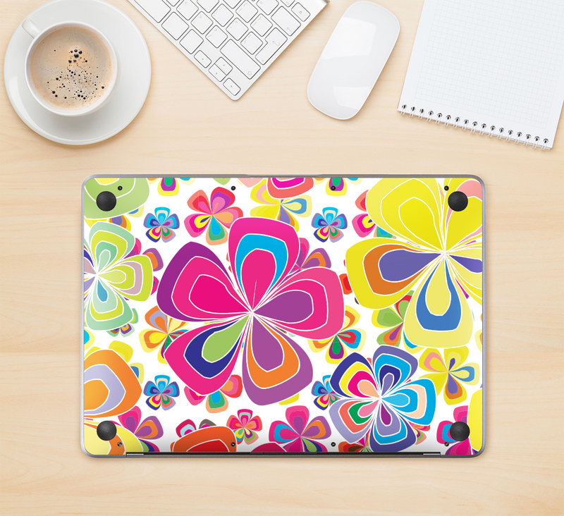 The Fun Colored Vector Flower Petals Skin Kit for the 12" Apple MacBook (A1534)
