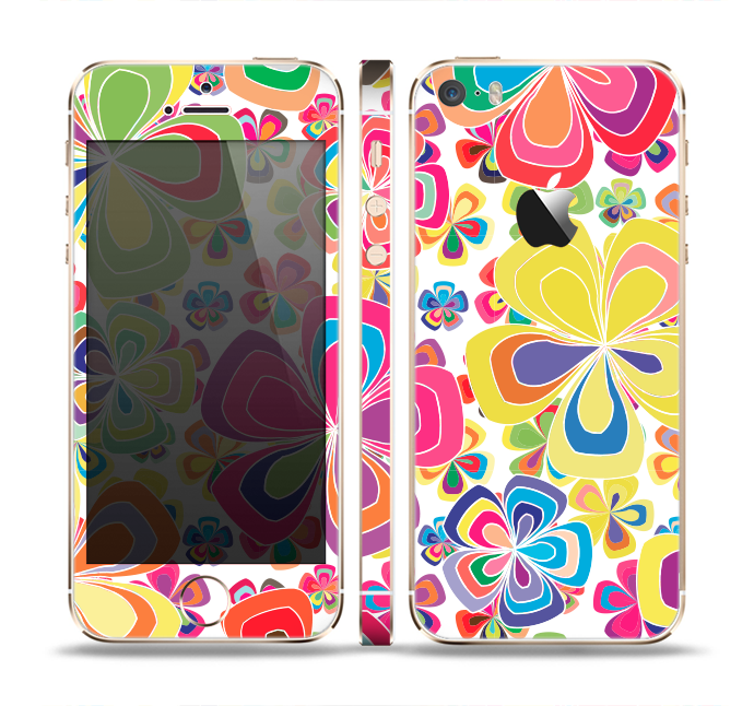 The Fun Colored Vector Flower Petals Skin Set for the Apple iPhone 5s