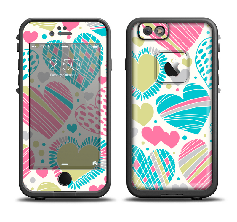 The Fun Colored Vector Pattern Hearts Apple iPhone 6/6s Plus LifeProof Fre Case Skin Set