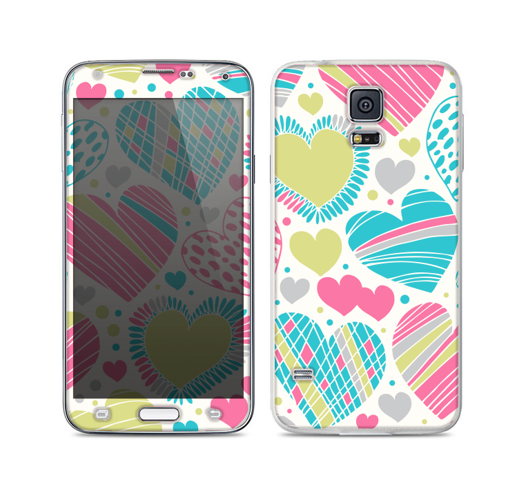 The Fun Colored Vector Pattern Hearts Skin For the Samsung Galaxy S5