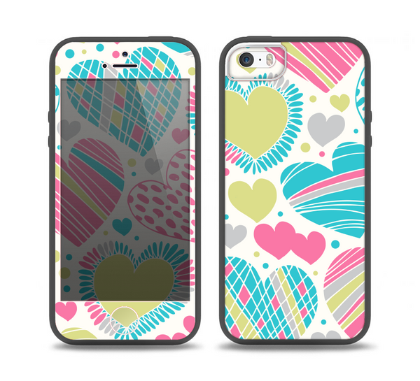 The Fun Colored Vector Pattern Hearts Skin Set for the iPhone 5-5s Skech Glow Case