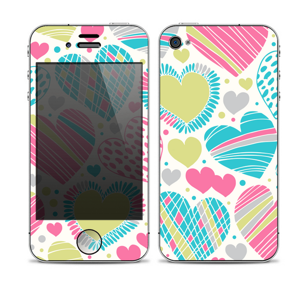 The Fun Colored Vector Pattern Hearts Skin for the Apple iPhone 4-4s