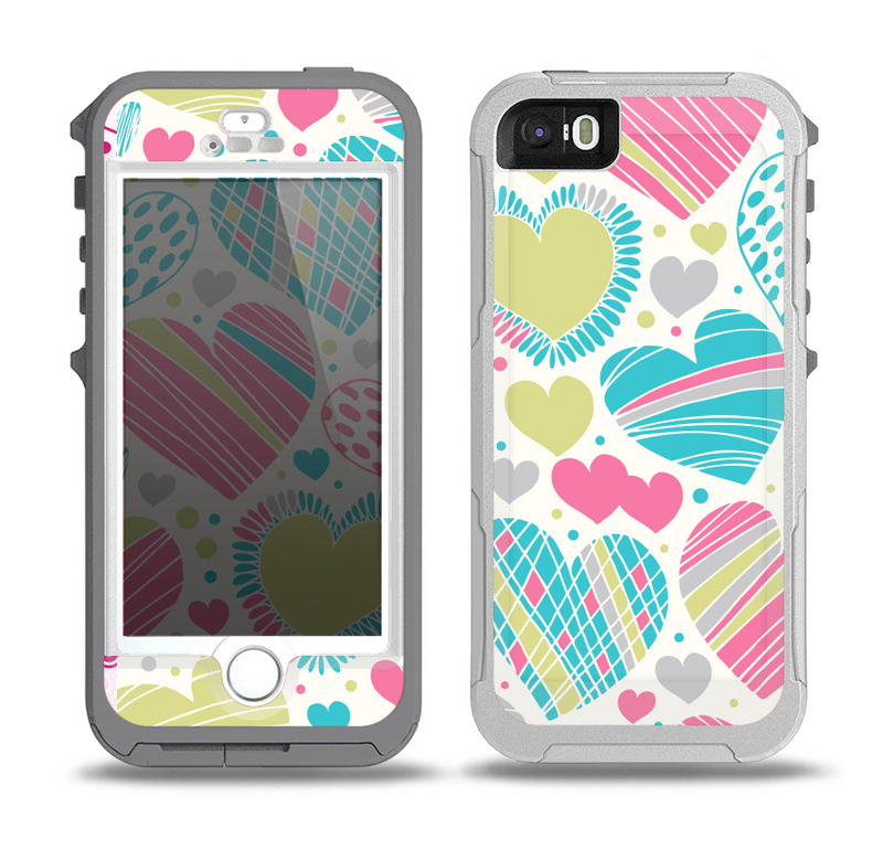 The Fun Colored Vector Pattern Hearts Skin for the iPhone 5-5s OtterBox Preserver WaterProof Case
