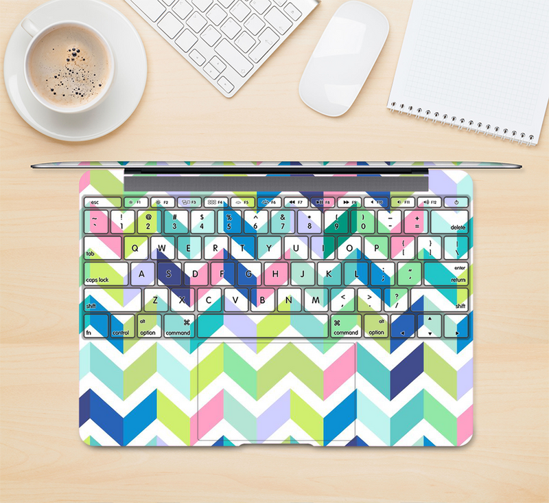 The Fun Colored Vector Segmented Chevron Pattern Skin Kit for the 12" Apple MacBook (A1534)