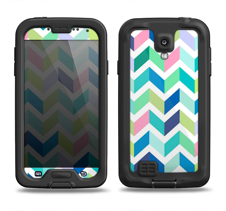 The Fun Colored Vector Segmented Chevron Pattern Samsung Galaxy S4 LifeProof Nuud Case Skin Set