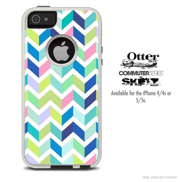 The Fun Colored Zig Zag Skin For The iPhone 4-4s or 5-5s Otterbox Commuter Case