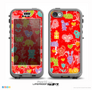 The Furry Fun-Colored Critters Pattern on Red Skin for the iPhone 5c nüüd LifeProof Case