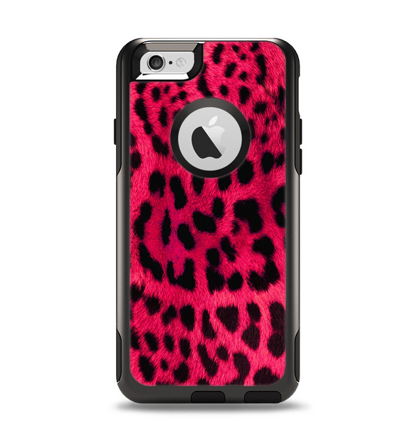 The Fuzzy Real Pink Leopard Print Apple iPhone 6 Otterbox Commuter Case Skin Set