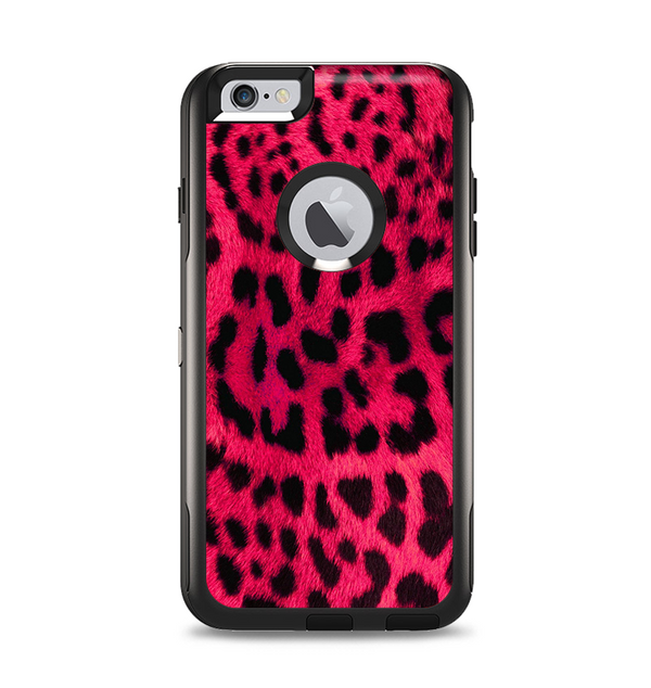 The Fuzzy Real Pink Leopard Print Apple iPhone 6 Plus Otterbox Commuter Case Skin Set