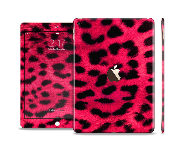 The Fuzzy Real Pink Leopard Print Skin Set for the Apple iPad Pro