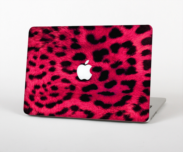 The Fuzzy Real Pink Leopard Print Skin Set for the Apple MacBook Air 11"