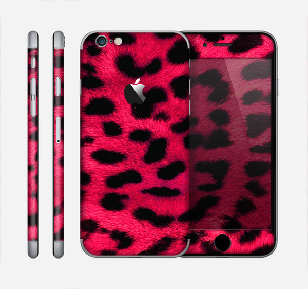 The Fuzzy Real Pink Leopard Print Skin for the Apple iPhone 6