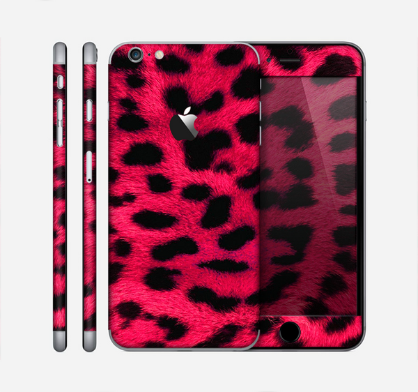 The Fuzzy Real Pink Leopard Print Skin for the Apple iPhone 6 Plus