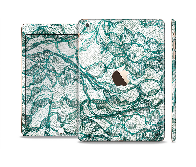 The Gentle Green Wrinkled Lace Full Body Skin Set for the Apple iPad Mini 3