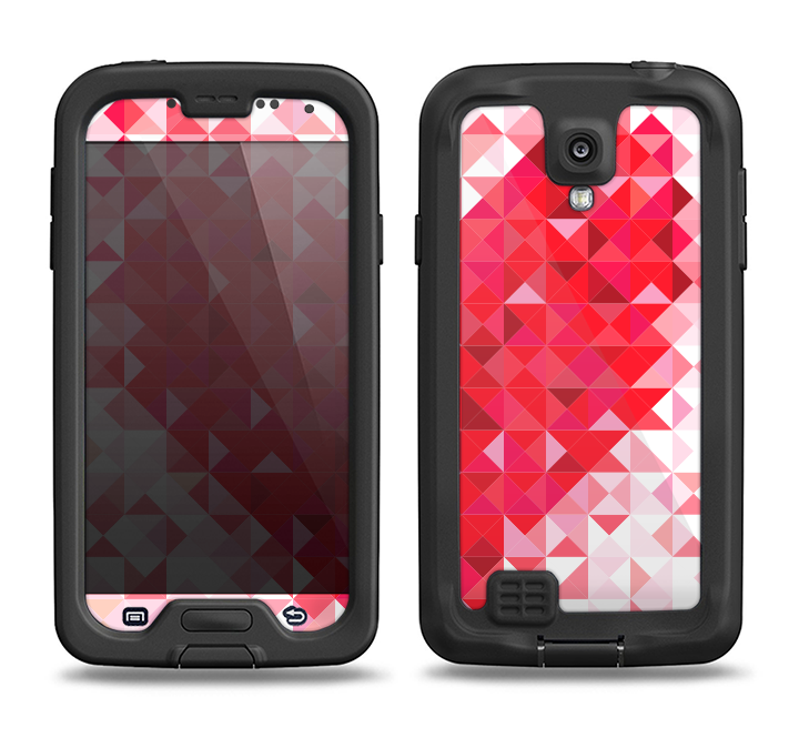 The Geometric Faded Red Heart Samsung Galaxy S4 LifeProof Fre Case Skin Set