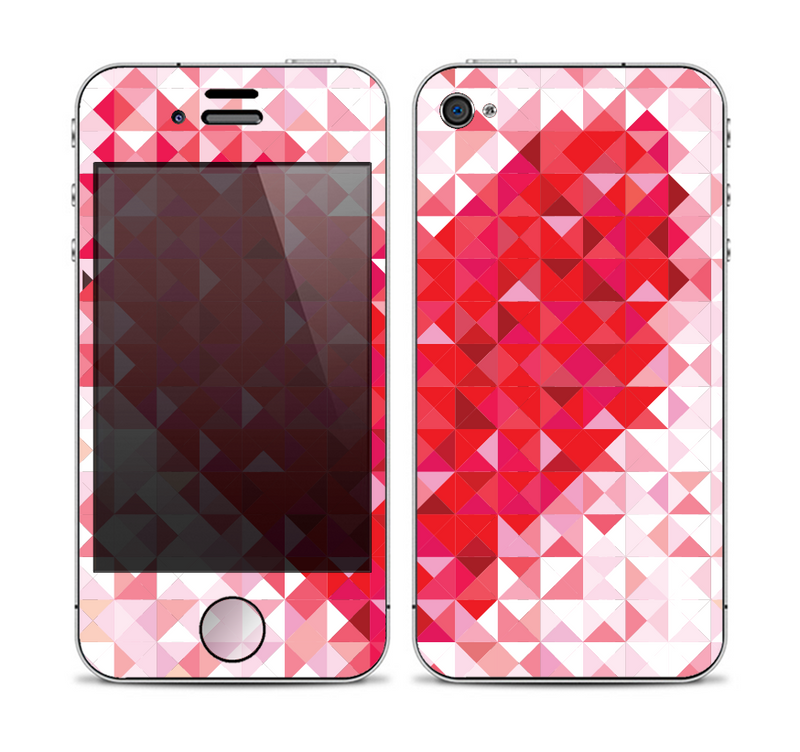 The Geometric Faded Red Heart Skin for the Apple iPhone 4-4s