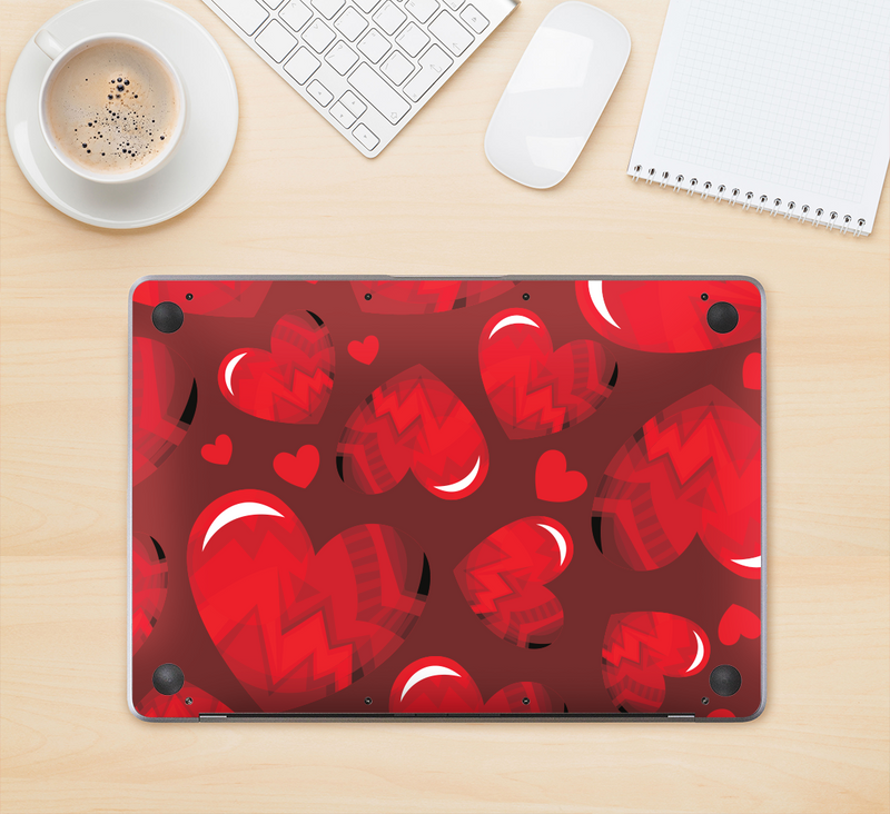 The Glossy Electric Hearts Skin Kit for the 12" Apple MacBook (A1534)