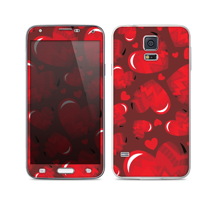 The Glossy Electric Hearts Skin For the Samsung Galaxy S5