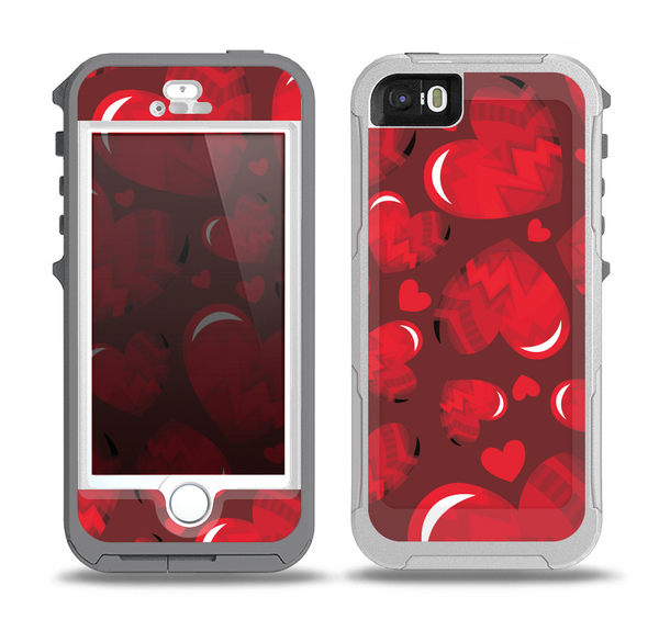 The Glossy Electric Hearts Skin for the iPhone 5-5s OtterBox Preserver WaterProof Case