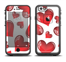 The Glossy Red 3D Love Hearts Apple iPhone 6/6s Plus LifeProof Fre Case Skin Set
