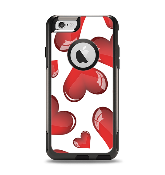 The Glossy Red 3D Love Hearts Apple iPhone 6 Otterbox Commuter Case Skin Set