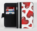 The Glossy Red 3D Love Hearts Ink-Fuzed Leather Folding Wallet Credit-Card Case for the Apple iPhone 6/6s, 6/6s Plus, 5/5s and 5c