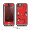 The Glossy Red 3D Love Hearts On Red Skin for the iPhone 5c nüüd LifeProof Case