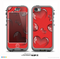 The Glossy Red 3D Love Hearts On Red Skin for the iPhone 5c nüüd LifeProof Case
