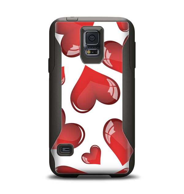 The Glossy Red 3D Love Hearts Samsung Galaxy S5 Otterbox Commuter Case Skin Set